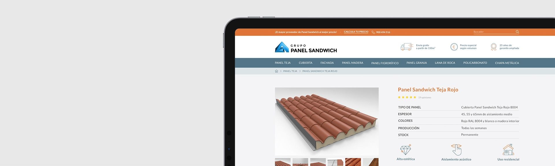 Panel Sandwich muestra web